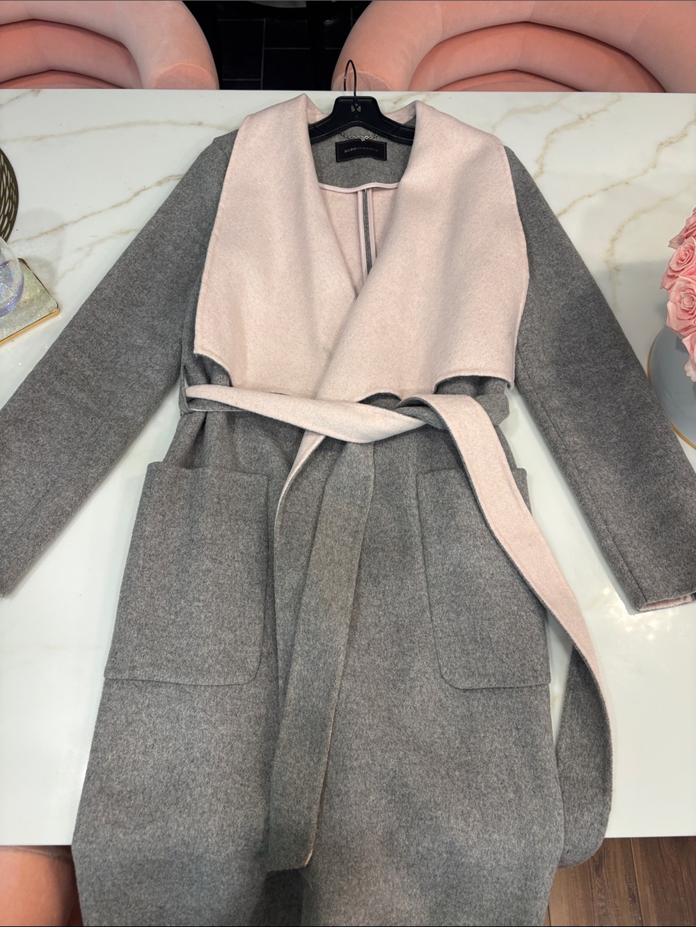 BCBGMaxAzria Pale Pink & Gray Women's Coat